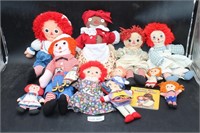 (10) Assorted In Size Raggedy Ann & Andy Dolls