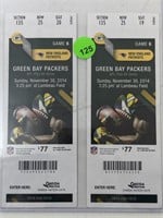 2014 Green Bay vs. Patriots Ticket Stubs. Brady