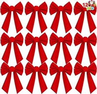 JOYIN 12 Pack Christmas Red Velvet Bows, 13" Long