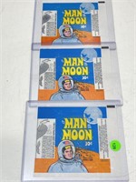 3 Vintage Topps 10cent Man On The Moon Gum