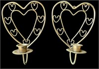 Vintage Gold Tone Metal Heart Sconces