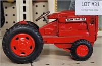 VTG. RED METAL FARM TOY TRACTOR
