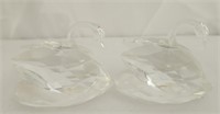Pair of Swarovski Crystal Geese Paper Weights
