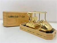 Golden Golf Cart In Wood Box