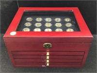 Gold Plated Quarter Set Un Wood Box Case