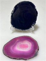 2 cut and polished geode slices. Both Approx 6x4.