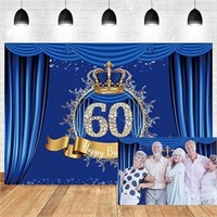 SEALED-60th Birthday Backdrop - Blue & Gold