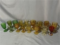16 Amber and Green goblets