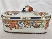 Old english Styled Oval Ceramic Dish with Lid