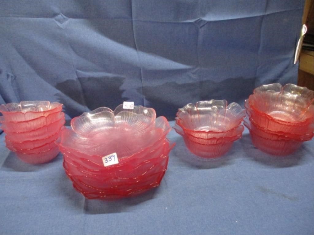 pink glass flower bowls