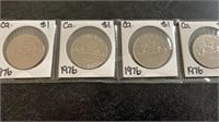 (4) 1976 Canadian 1 Dollar Coins