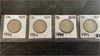 (4) 1994 Canadian 50 Cent Coins
