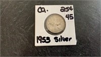 1953 Canadian Silver 25 Cent Coin