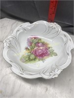 Hand painted bowl with pink roses