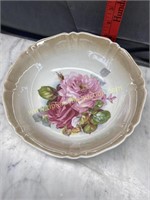 Hand painted germany pink roses bowl