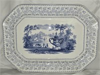 Antique Large Vase Blue & White Ceramic Platter