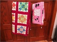 Two quilts: vintage machine-stitched, hand-tied