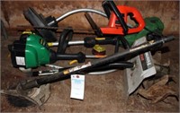 Lot of Weedwackers, Attachments, & Hedgetrimmer
