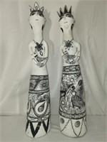Pair of Vintage clay folk art style statues