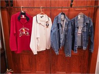 Four Looney Tunes clothing items: two denim