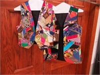 Two handmade women's patchwork, mostly silk