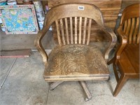Oak Office Banker's Chair on Casters