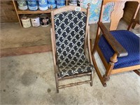 Antique Wood Fold-up Tapestry Sling Chair
