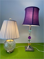 2 Table Lamps, Crystal & Acrylic Base