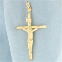 Italian Large Crucifix Pendant in 14k Yellow Gold