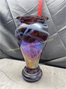 Iridescent art glass vase