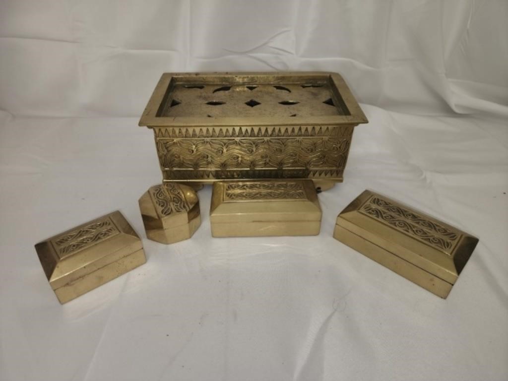 5 piece brass jewelry box