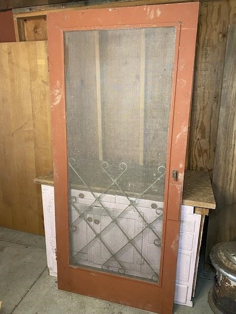Vintage Wood Screen Door: 36X80",