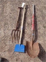 Pointed Nose Shovel, Potato Fork, Scraper