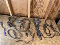 Horse Tack, 3 Headstalls, Reins, Curb Chain