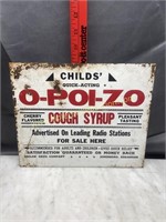 Vintage metal cough syrup advertising sign