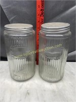 Pair of kitchen Hoosier jars