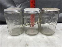 3 kitchen Hoosier tea jars