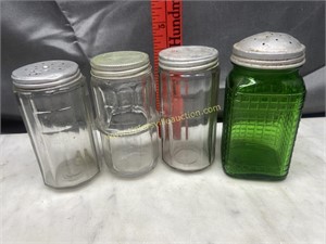 Small Hoosier jars and green shakers