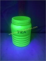 Uranium glass jadite tea jar no lid