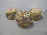 Three Traditional Decorative Ottomans See Info