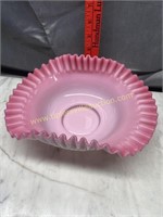 Fenton pink crimped folded bowl