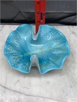 Blue Venetian art glass folded bowl