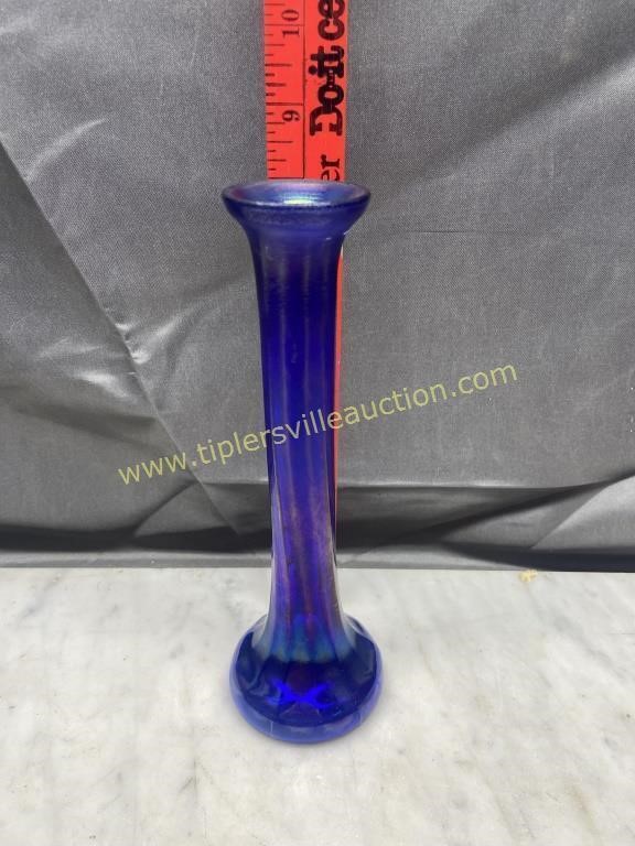 Blue iridescent vase