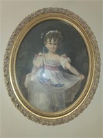 Antique picture frame with art
