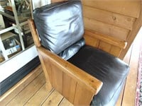 Nice old Wood and Leather Easy Chair - Solid