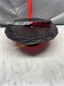Ruby red cape cod cake stand and server