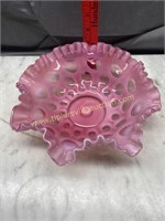 Fenton pink opalescent coin dot bowl