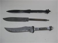 Three Knife Blades Missing Handles Longest 11"