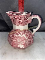 Red and white masons ironstone pitcher