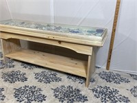 Mosaic Wood Bench With Glass Top